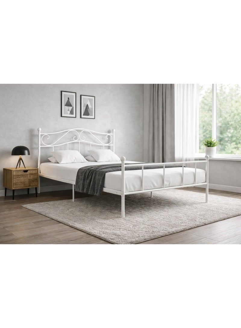 NZONE STORE Single metal bed with a sturdy metal frame, a touch of luxury, and a sophisticated classic design in white, 190*90cm - Image 2